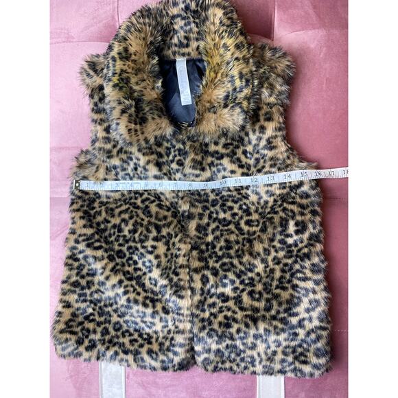 Cherokee Leopard Print Faux Fur Sleeveless Vest Sz L 10/12 Kids - Picture 13 of 14